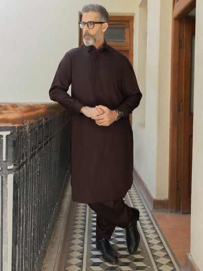 Maroon Blended Kameez Shalwar - ALWA-KS-510