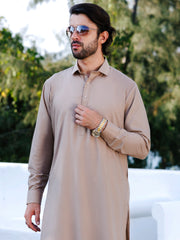 Light Brown Blended Kameez Shalwar - ALWA-KS-511A