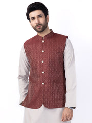 Rust Brown Blended Waistcoat - AL-WC-537 - Almirah Online