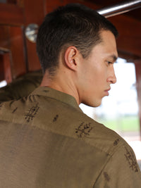 Mehndi Green Cotton Kurta - AL-K-1138