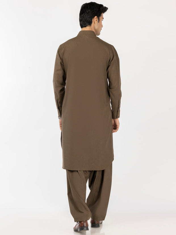 Olive Blended Kameez Shalwar - ALWA-KS-513