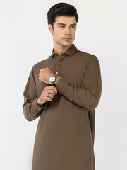 Olive Blended Kameez Shalwar - ALWA-KS-513