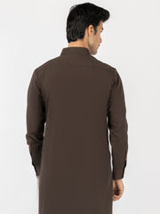 Dark Brown Blended Kameez Shalwar - ALWA-KS-518