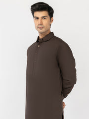 Dark Brown Blended Kameez Shalwar - ALWA-KS-518