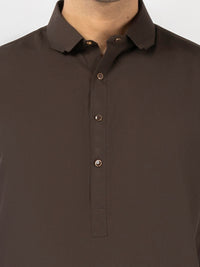 Dark Brown Blended Kameez Shalwar - ALWA-KS-518