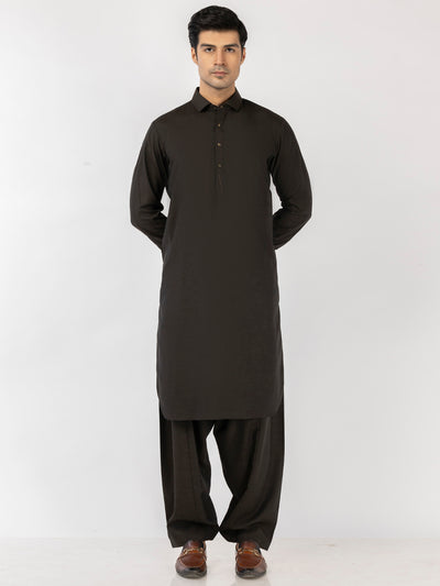 Deep Olive Blended Kameez Shalwar - ALWA-KS-520