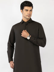 Deep Olive Blended Kameez Shalwar - ALWA-KS-520