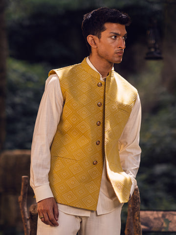 MUSTARD BLENDED WAISTCOAT - AL-WC-521