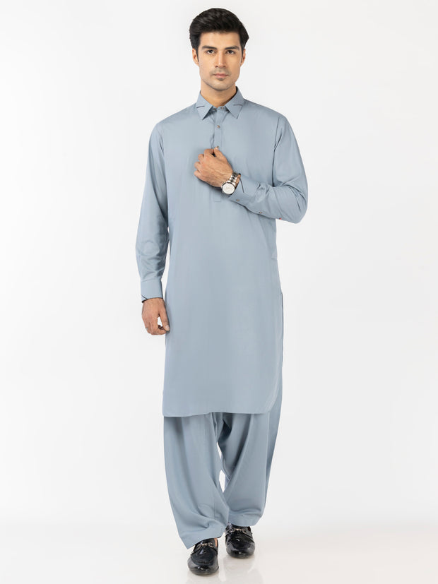 Light Blue Blended Kameez Shalwar - ALWA-KS-525