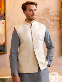 Off White Blended Waistcoat - AL-WC-529