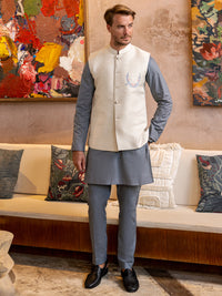 Off White Blended Waistcoat - AL-WC-529