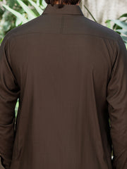 Olive Green Blended Kameez Shalwar - ALWA-KS-530