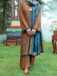 Brown Jacquard 3Pc Stitched - AWP-3PS-536