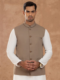 Ash Brown Taflon Rayon Waistcoat - AL-WC-538A