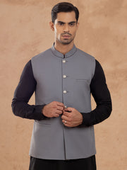 Grey Taflon Rayon Waistcoat - AL-WC-538B - Almirah Online