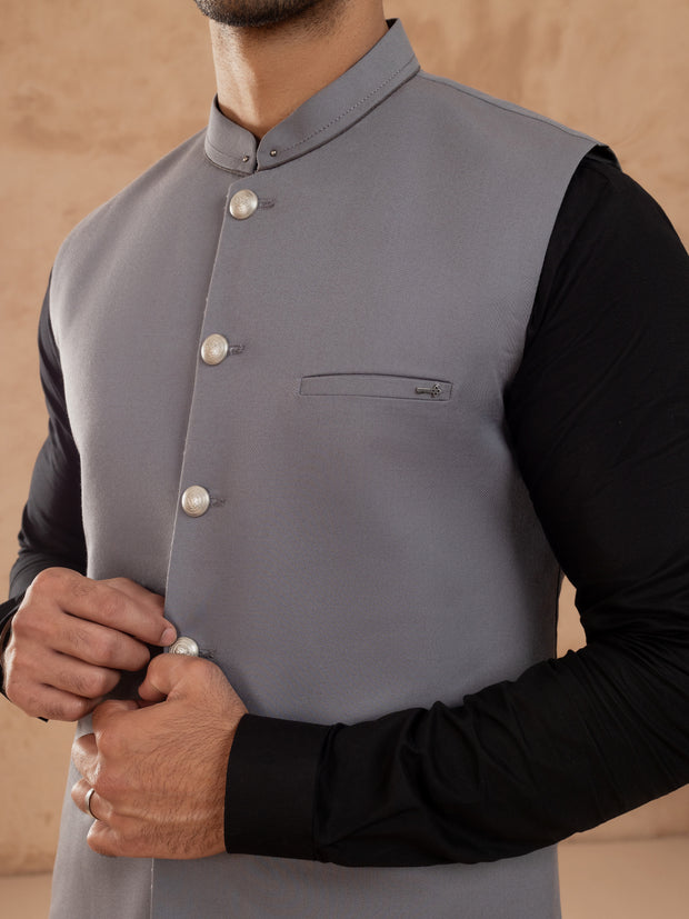 Grey Taflon Rayon Waistcoat - AL-WC-538B - Almirah Online