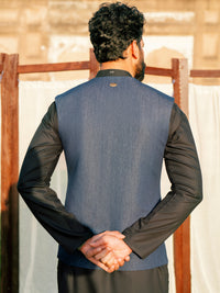 Indigo Polyester Cotton Waistcoat - AL-WC-540