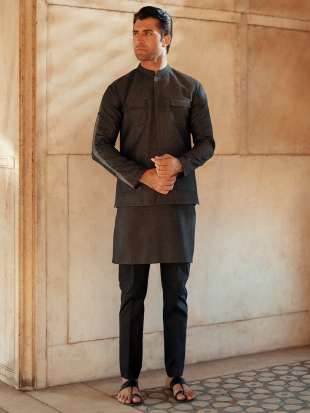 Charocal Grey Cotton Waistcoat - AL-WC-542 - Almirah Online