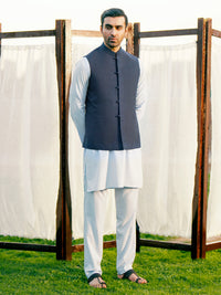 Navy Blue Blended Waistcoat - AL-WC-544A