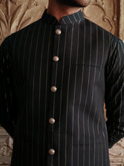 Black Cotton Waistcoat - AL-WC-546B - Almirah Online