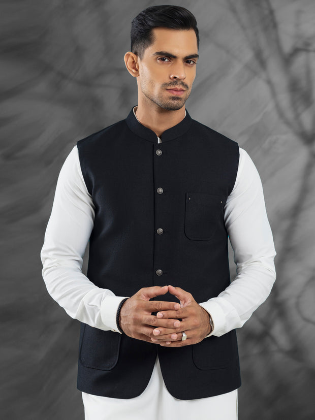 Black Blended Waistcoat - AL-WC-554B