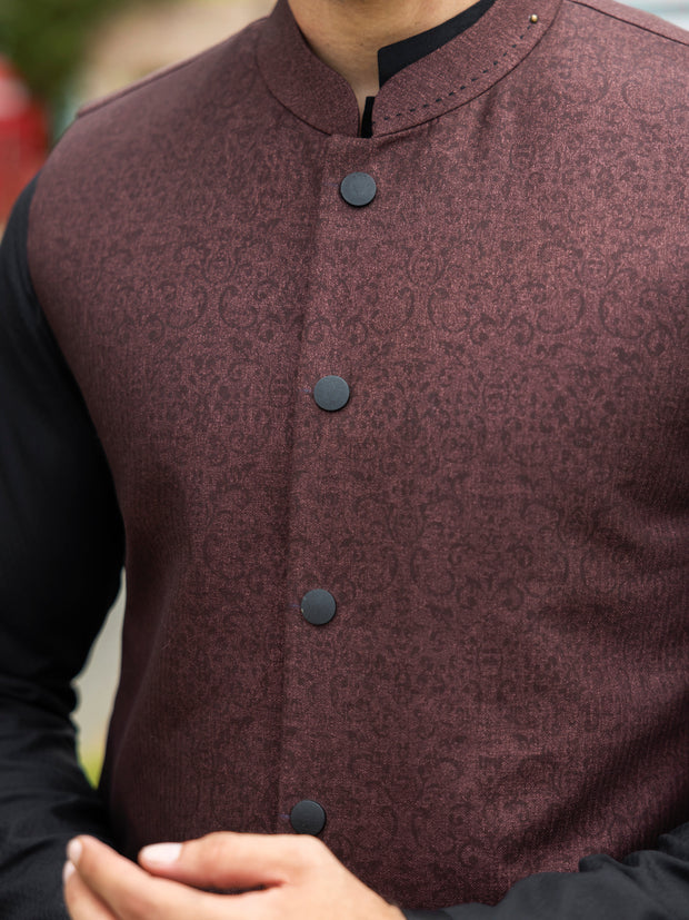 Maroon Polyester Waistcoat - AL-WC-568A