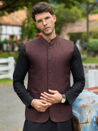 Maroon Polyester Waistcoat - AL-WC-568A
