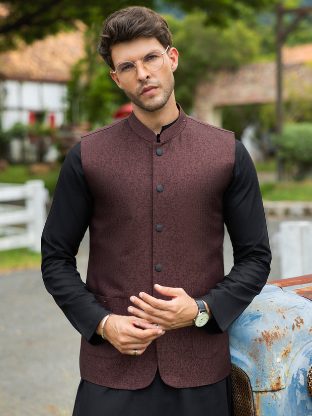 Maroon Polyester Waistcoat - AL-WC-568A