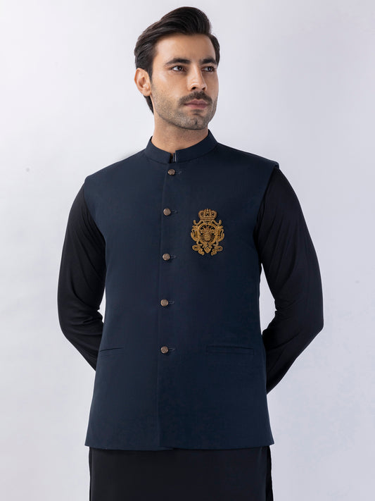 Midnight Blue Blended Waistcoat - AL-WC-571A