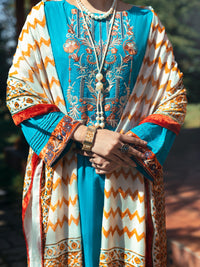 Turquoise Dobby Jacquard 3 Piece Stitched - AWP-3PS-584