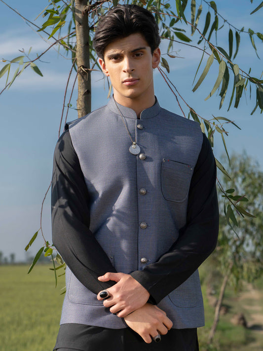 Blue Blended Waistcoat - AL-WC-589
