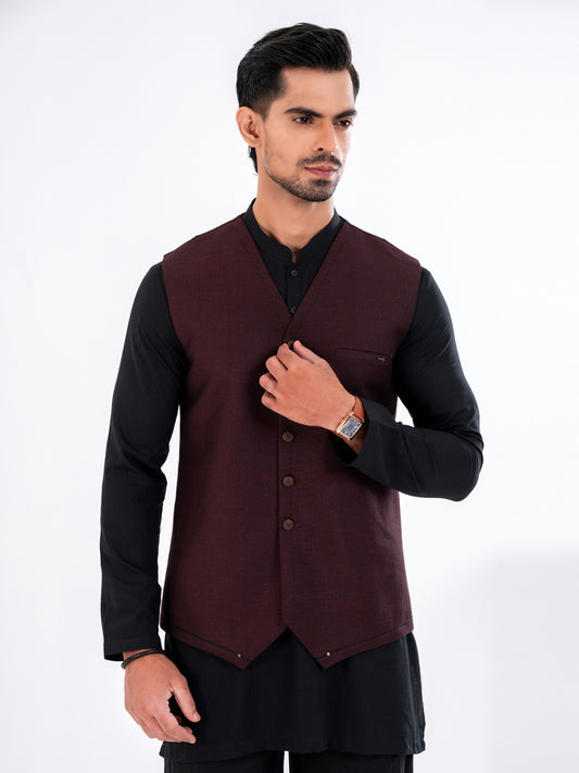 Maroon Blended Waistcoat - AL-WC-595