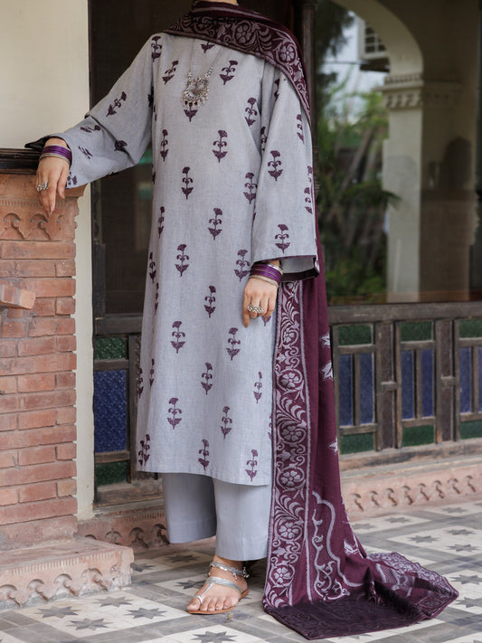 Grey Dobby  3Pc Unstitched - AWP-3PS-650