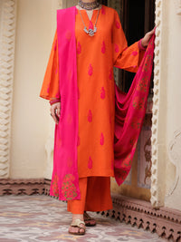 Orange Dobby 3Pc Unstitched - AWP-3PS-651