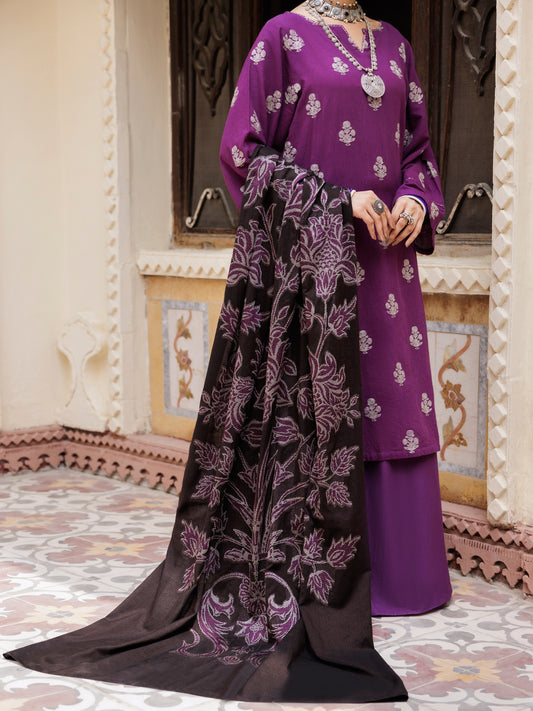Purple Dobby 3Pc Unstitched - AWP-3PS-655