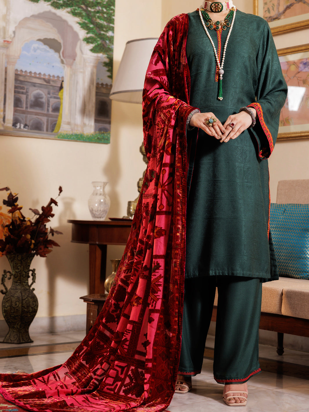 Green Acrylic 3Pc Unstitched - AWP-3PS-658