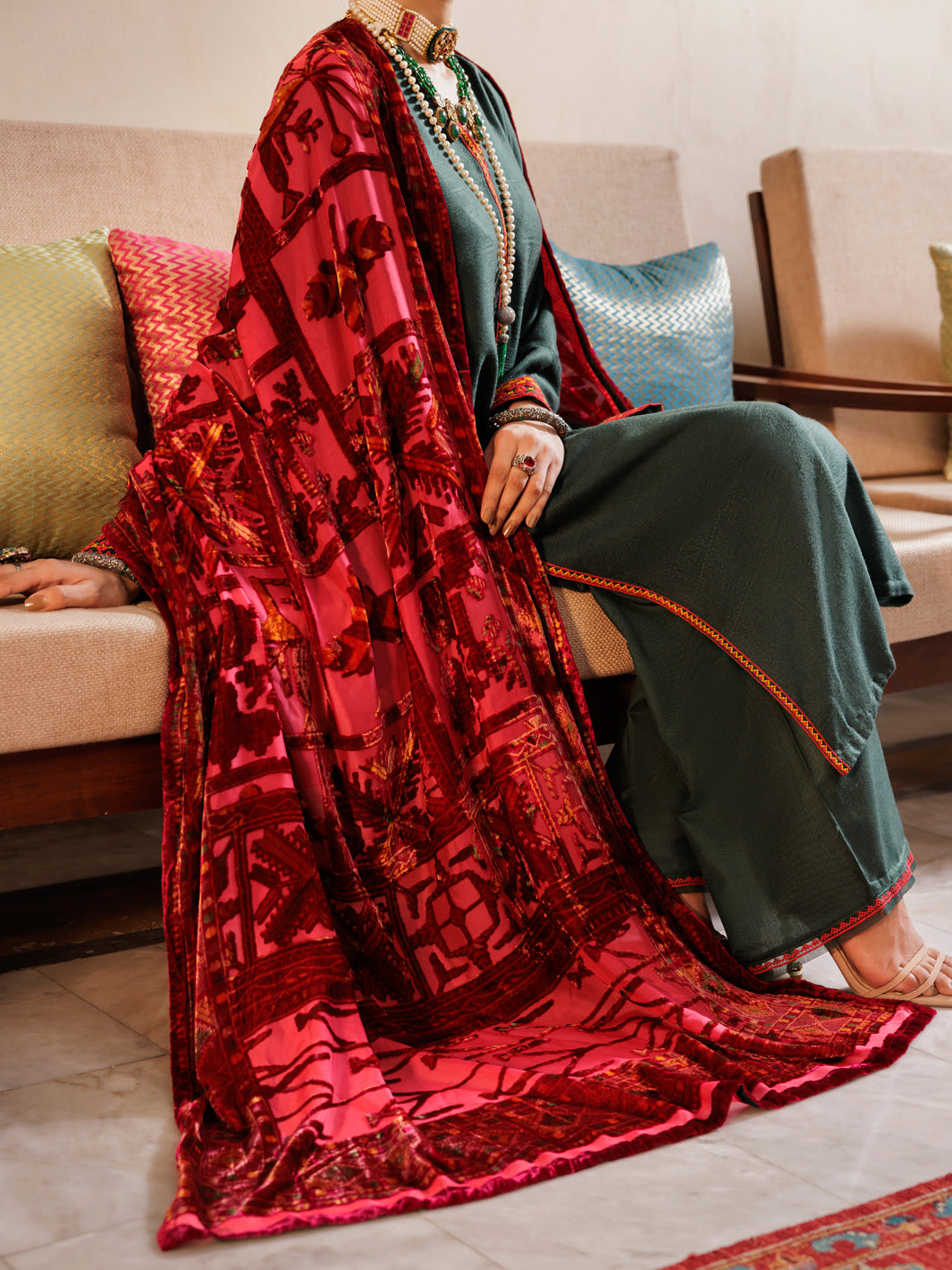 Green Acrylic 3Pc Unstitched - AWP-3PS-658