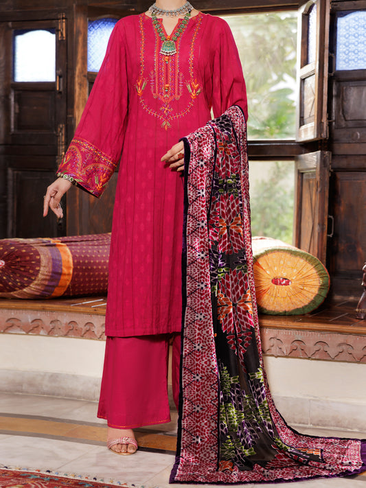 Fuchsia Acrylic 3Pc Unstitched - AWP-3PS-660