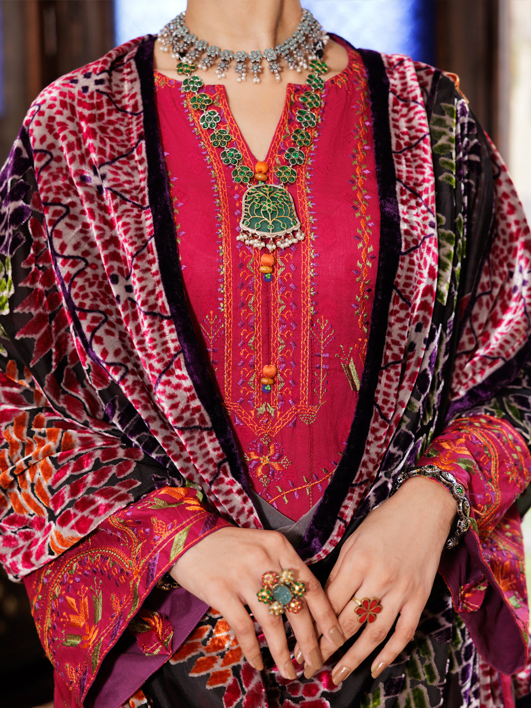 Fuchsia Acrylic 3Pc Unstitched - AWP-3PS-660