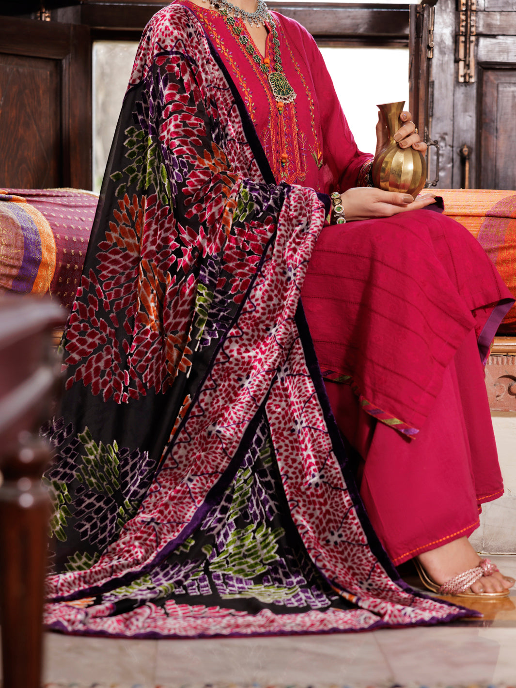 Fuchsia Acrylic 3Pc Stitched - AWP-3PS-660