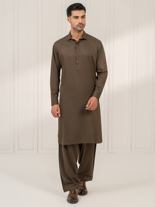 Olive Kameez Shalwar - ALWA-KS-663