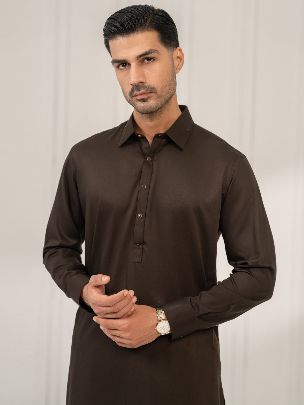 Dark Brown Kameez Shalwar - ALWA-KS-665