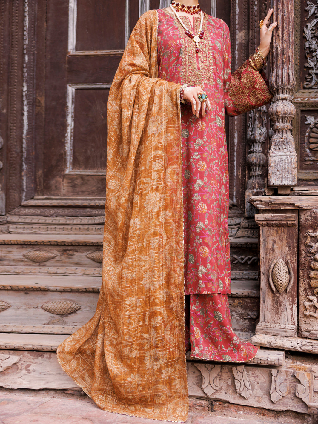 Maroon Maple Silk 3Pc Unstitched - AWP-3PS-669