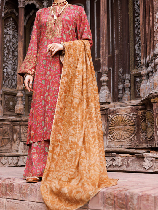 Maroon Maple Silk 3Pc Unstitched - AWP-3PS-669