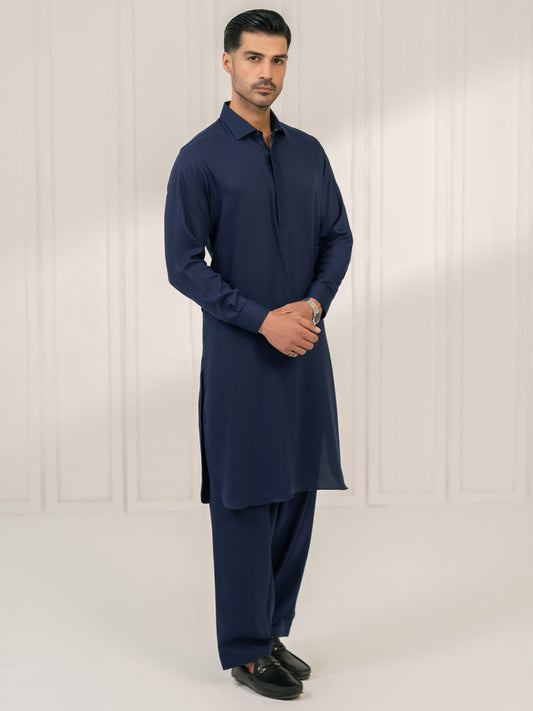 Navy Blue Kameez Shalwar - ALWA-KS-670