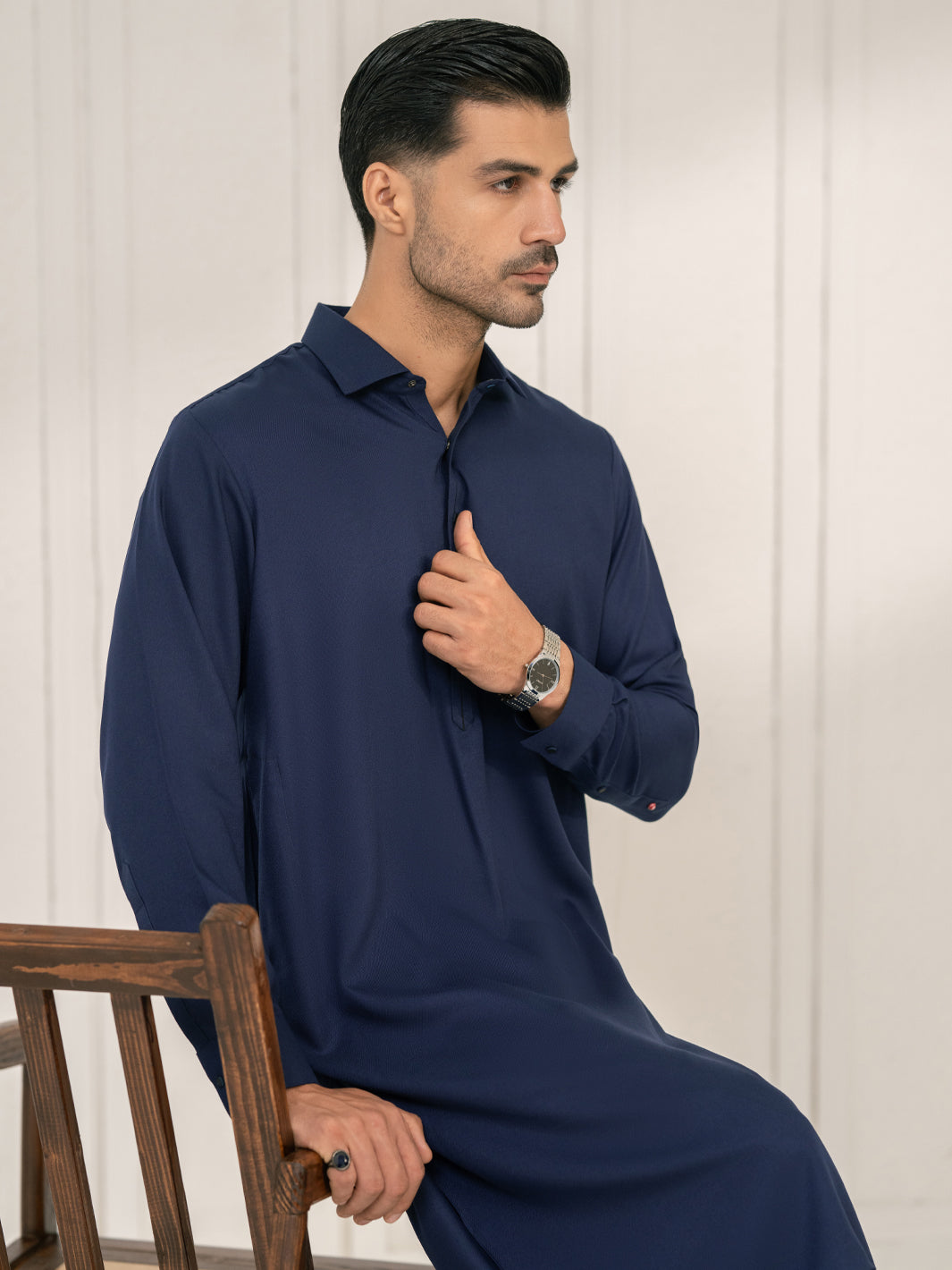 Navy Blue Kameez Shalwar - ALWA-KS-670