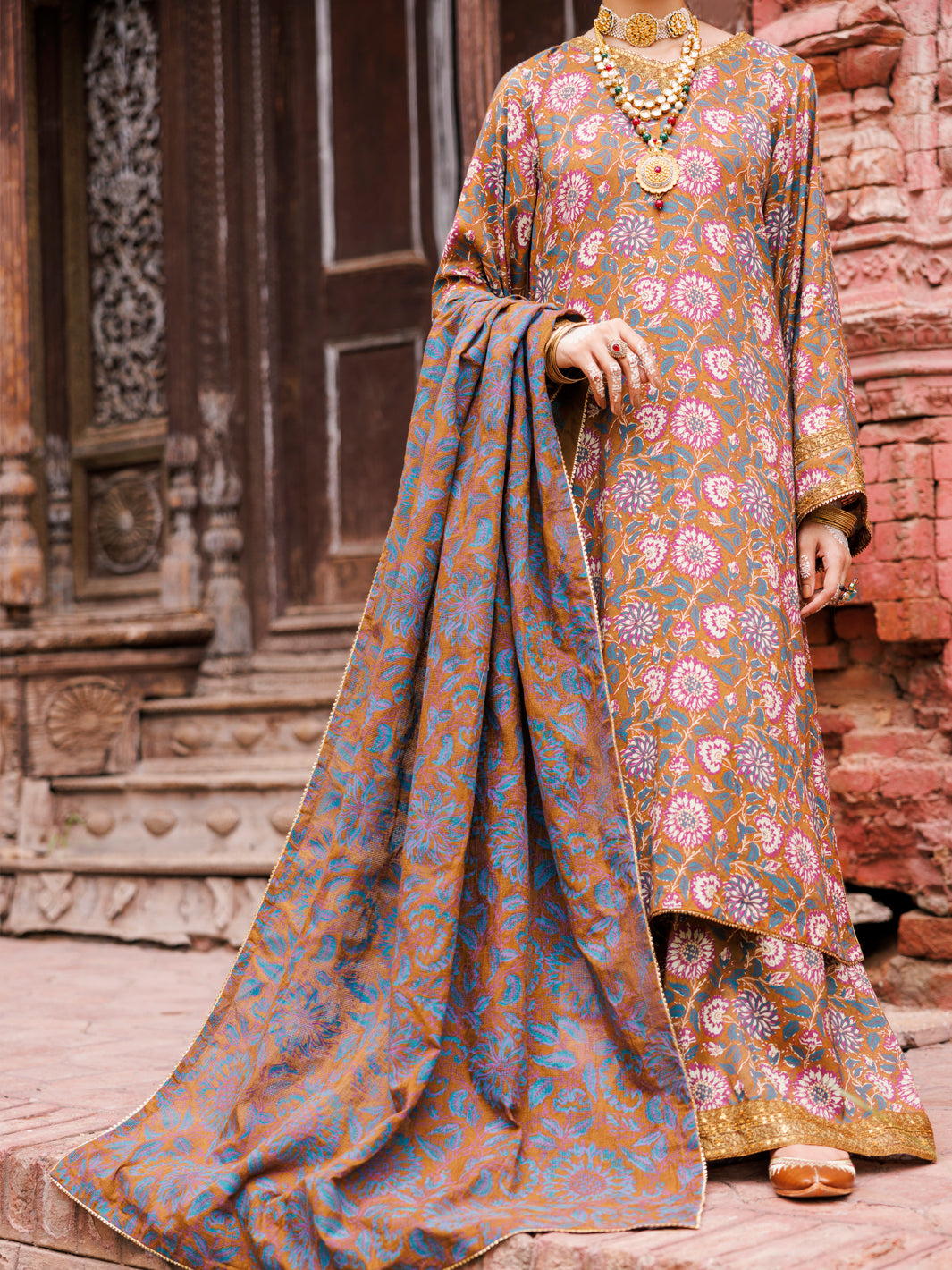 Multicolor Maple Silk 3Pc Stitched - AWP-3PS-672