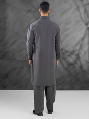 Charcoal Grey Blended Kameez Shalwar - ALWA-KS-464