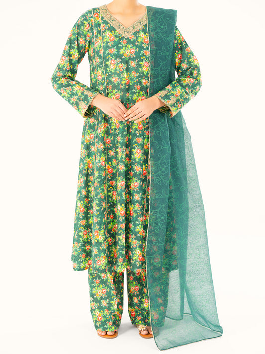Green Cambric 3Pc Stitched - AWP-3PS-692
