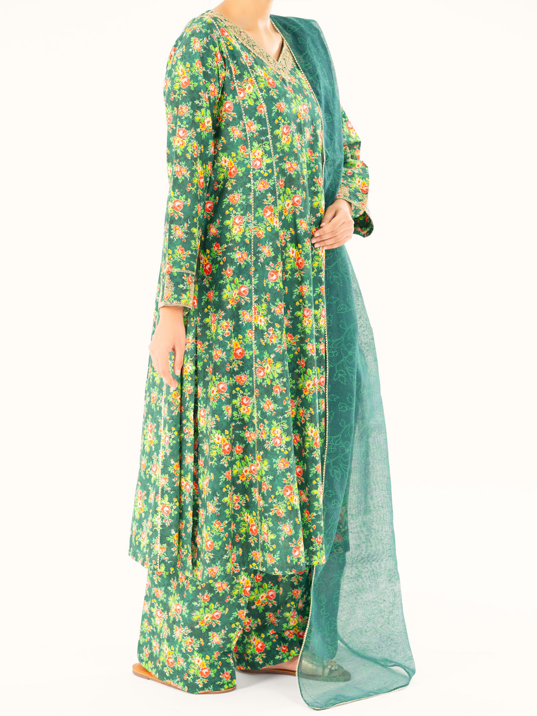 Green Cambric 3Pc Stitched - AWP-3PS-692